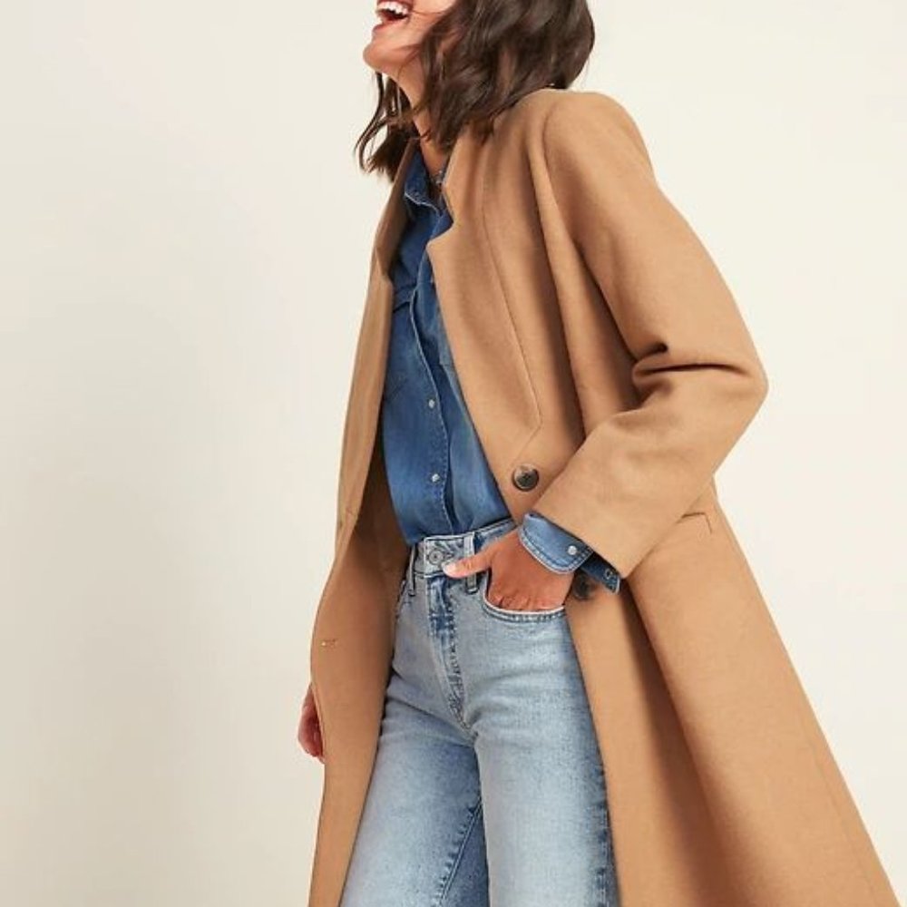 Old Navy Regent Top Coat Camel Tan Over Coat Small